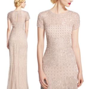 Adrianna Papell Cap sleeve Blush Gown